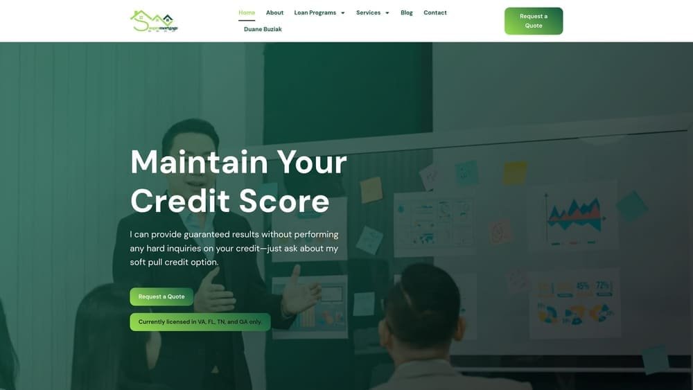 Screenshot of Supra Mortgage website